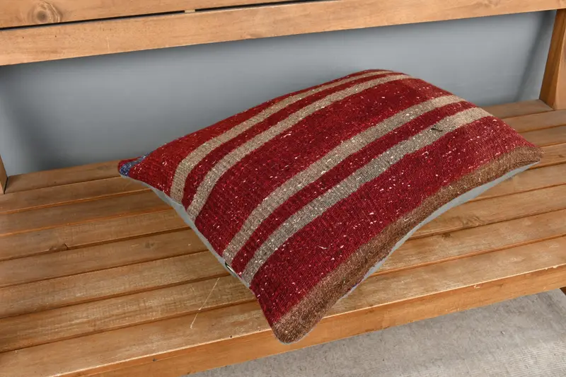 Pillow Case, Vintage Kilim Throw Pillow, Kilim Cushion Sham, Traditional Pillow, Turkish Pillow, Comfy Throw Cushion Cover, 16x24 Red Cushion Case - 2
