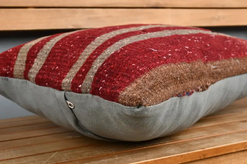 Pillow Case, Vintage Kilim Throw Pillow, Kilim Cushion Sham, Traditional Pillow, Turkish Pillow, Comfy Throw Cushion Cover, 16x24 Red Cushion Case - 3