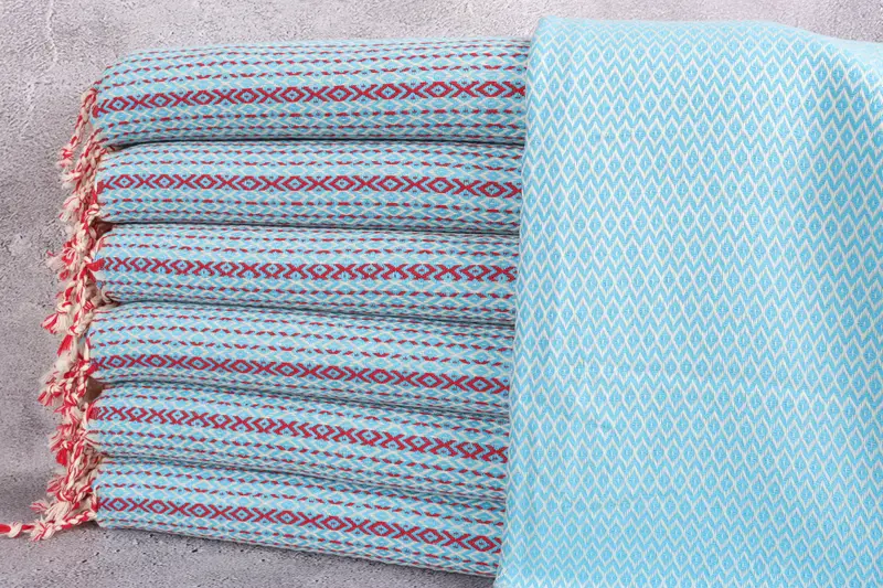 Organic Cotton Towel Geometric Bath, Beige, 40x71 Inches