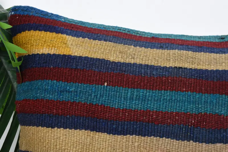 Kilim Pillow, Boho Pillow, Kilim Pillow Cover, Pillow, Morroccon Kilim Cushion Pillow Case, 16x16 Blue Cushion, Living Room Throw Pillow Case - 2