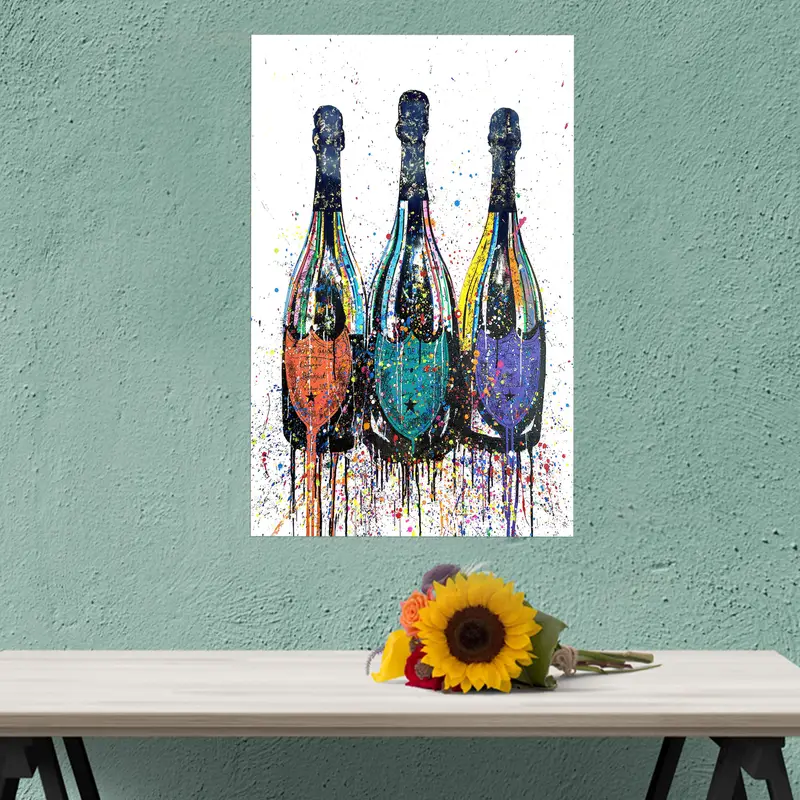Zarif Baskılı Cam: Şampanya Şişeleri Grafiti Tasarımı