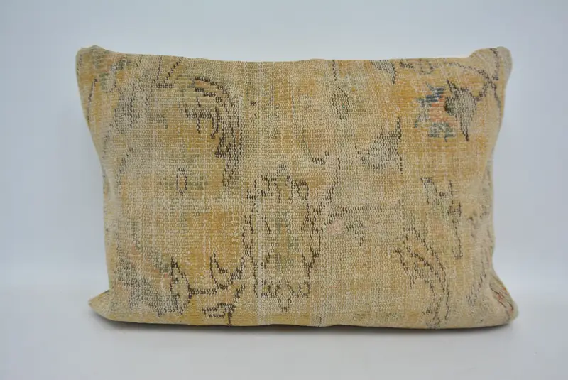 Crochet Pattern Cushion Cover, Cushion Cover, Home Decor Pillow, Handmade Kilim Cushion, 20x28 Yellow Pillow Sham, Vintage Pillow - 1