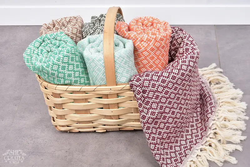 Bridesmaid Gift, Pool Towels, Traditional Turkish peshtemal for hammam, Organic towel, Beach Towel Bulk, 70x40 Cotton Diamond Towel, Bathroom Towel - 7