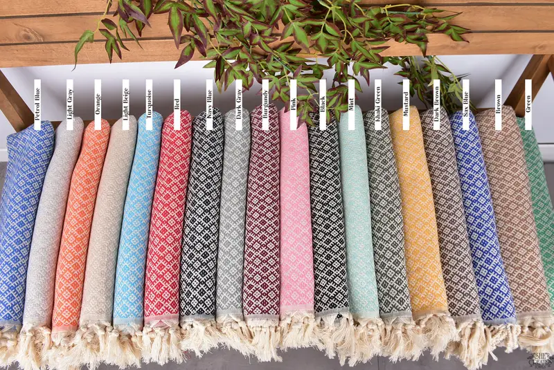 Bridesmaid Gift, Pool Towels, Traditional Turkish peshtemal for hammam, Organic towel, Beach Towel Bulk, 70x40 Cotton Diamond Towel, Bathroom Towel - 2