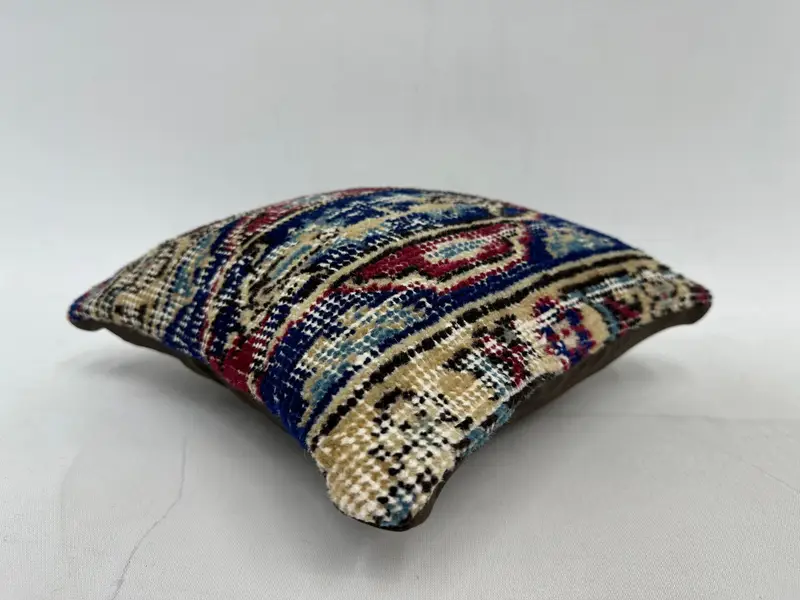 Blue & Red Southwestern Embroidered Pillow, 12x12 Inch Decorative Pillow - 6