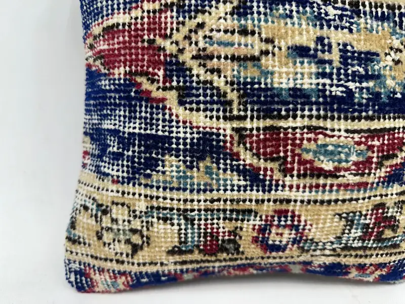 Blue & Red Southwestern Embroidered Pillow, 12x12 Inch Decorative Pillow - 2