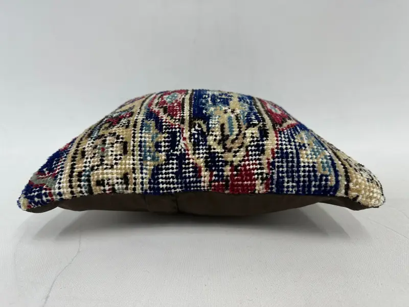 Blue & Red Southwestern Embroidered Pillow, 12x12 Inch Decorative Pillow - 5