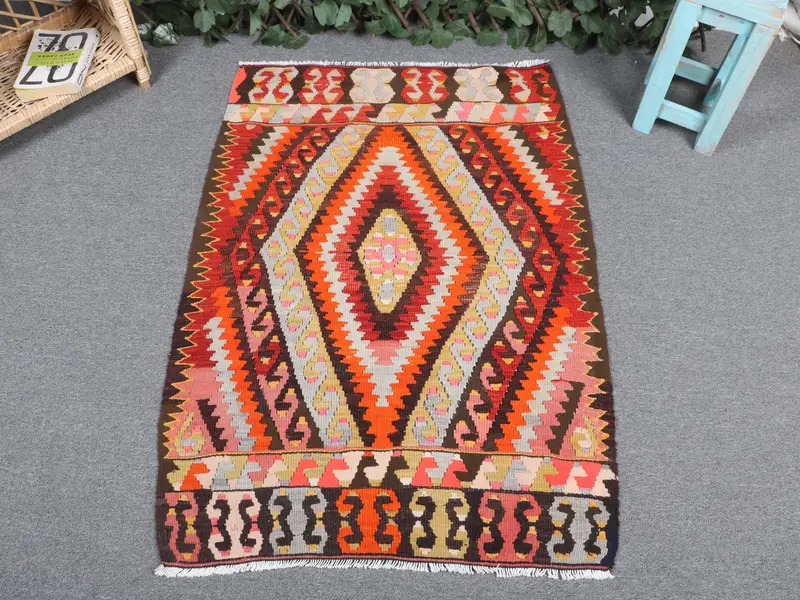 Rainbow Abstract Rug, Vibrant 2.6x3.7 ft Decor