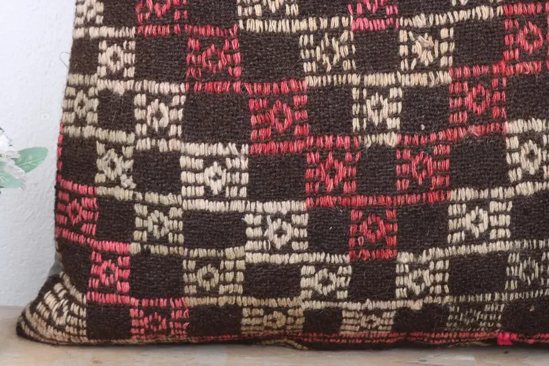 Pillow for Couch, Traditional Pillow, Cushion Case, Vintage Kilim Pillow, Art Deco Pillow Sham, 24x24 Red Pillow Sham, Turkish Pillow - 3