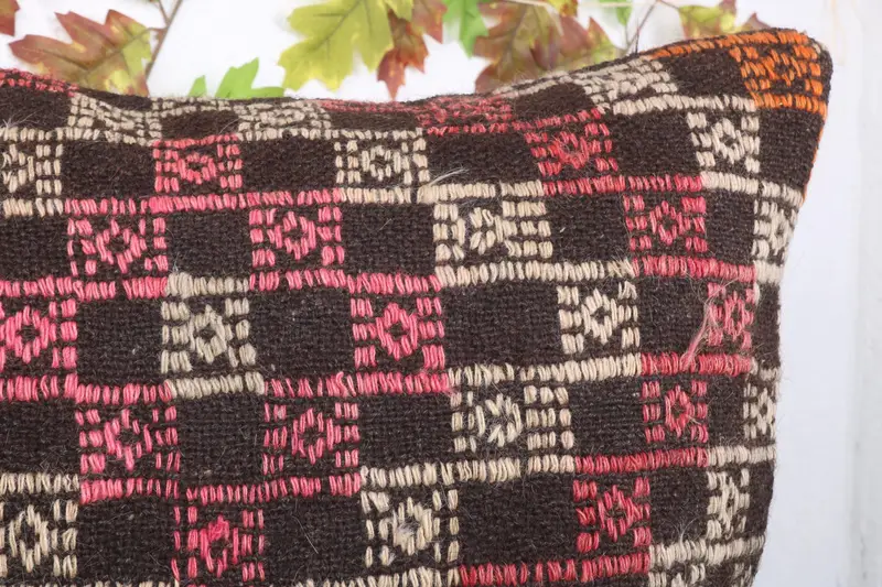 Pillow for Couch, Traditional Pillow, Cushion Case, Vintage Kilim Pillow, Art Deco Pillow Sham, 24x24 Red Pillow Sham, Turkish Pillow - 6