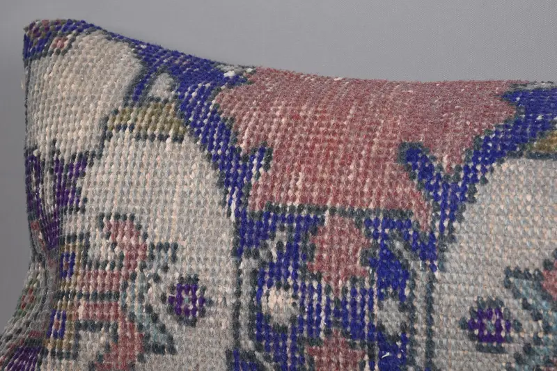 Kilim Cushion Sham, Toss Pillow Sham, Vintage Kilim Pillow, Pillow Sham, 12x48 Blue Pillow Case, Boho Pillow Sham Cover, Office Chair Pillow - 5