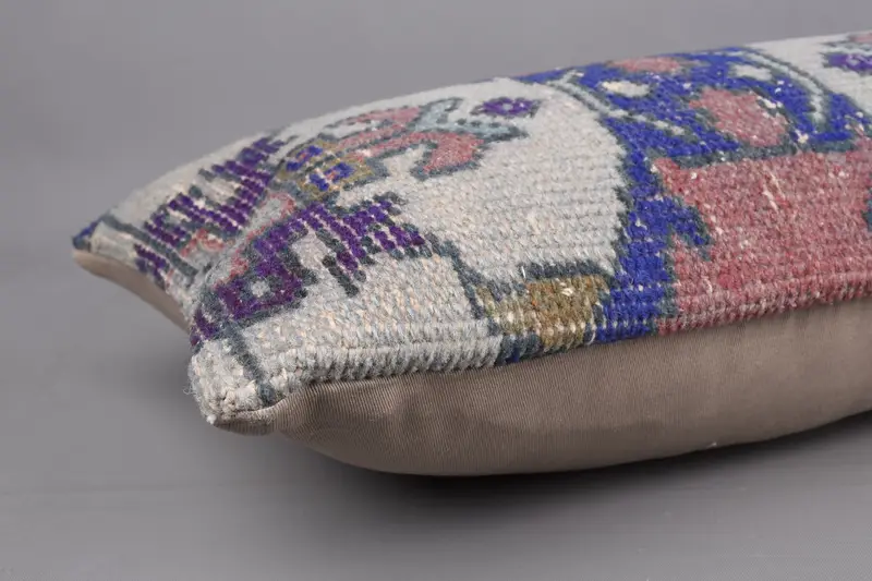 Kilim Cushion Sham, Toss Pillow Sham, Vintage Kilim Pillow, Pillow Sham, 12x48 Blue Pillow Case, Boho Pillow Sham Cover, Office Chair Pillow - 6