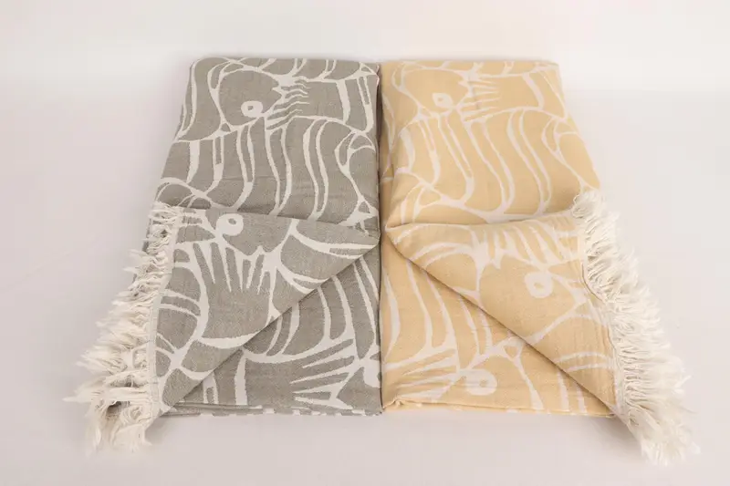 Wedding Favors, 70x60 Cotton Fish Design Towel, Custom Blanket, Cotton Bedspread, Tablecloth, Personalized Home Gift Wedding, Oversized Beach Towel - 5