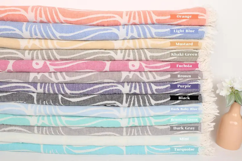 Wedding Favors, 70x60 Cotton Fish Design Towel, Custom Blanket, Cotton Bedspread, Tablecloth, Personalized Home Gift Wedding, Oversized Beach Towel - 1