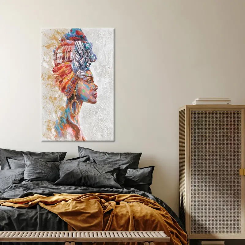 Impresión de lienzo de mujer abstracta - Decoración artística vibrante de la pared