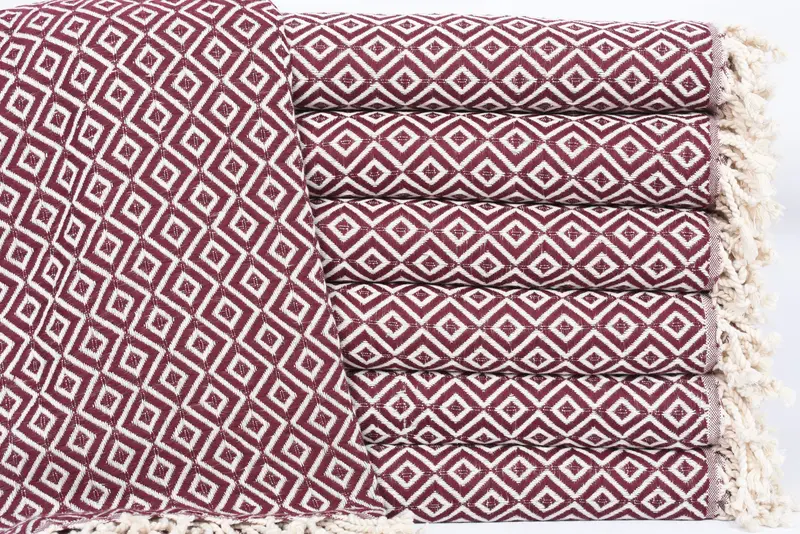 Gift For Her 70x40 Inch Burgundy Diamond Turkish Towel, Bachelorette Party Gift