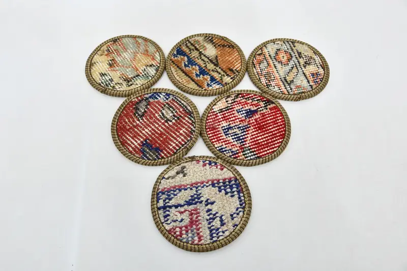 Posavasos redondos bohemios, posavasos naranjas y bronce