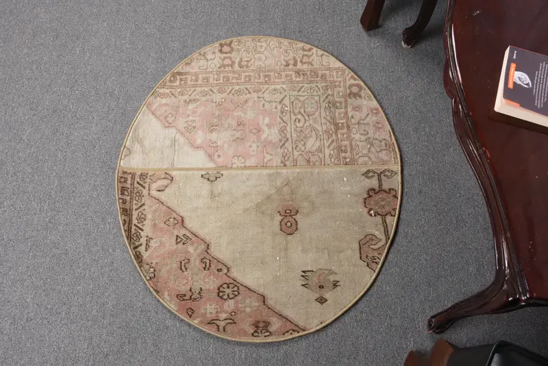 Bej Ombré Halı, Turuncu Desenli 2,5x2,9 ft