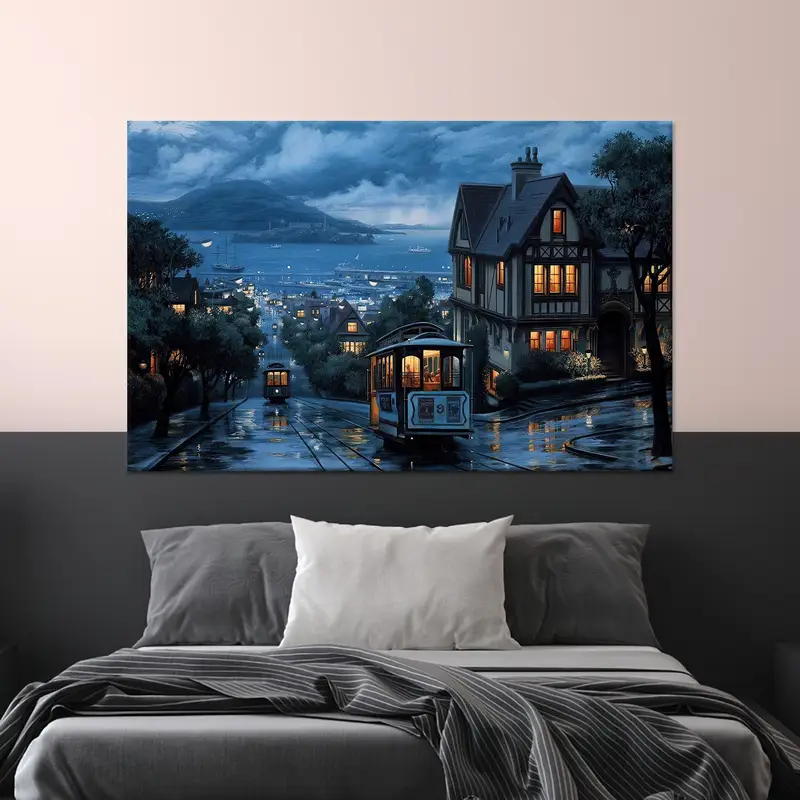 Zarif İstanbul Şehir Manzarası Kanvas: Boğaziçi Türkiye Manzarası Baskısı