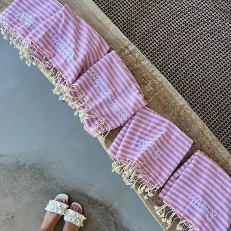Large Turkish Towel, Monogram Beach Towel, Quick-Dry Beach Towel, Girls Weekend Favors, Employee Gifts, Travel Towel, 70x40 Cotton Herringbone Towel - 2