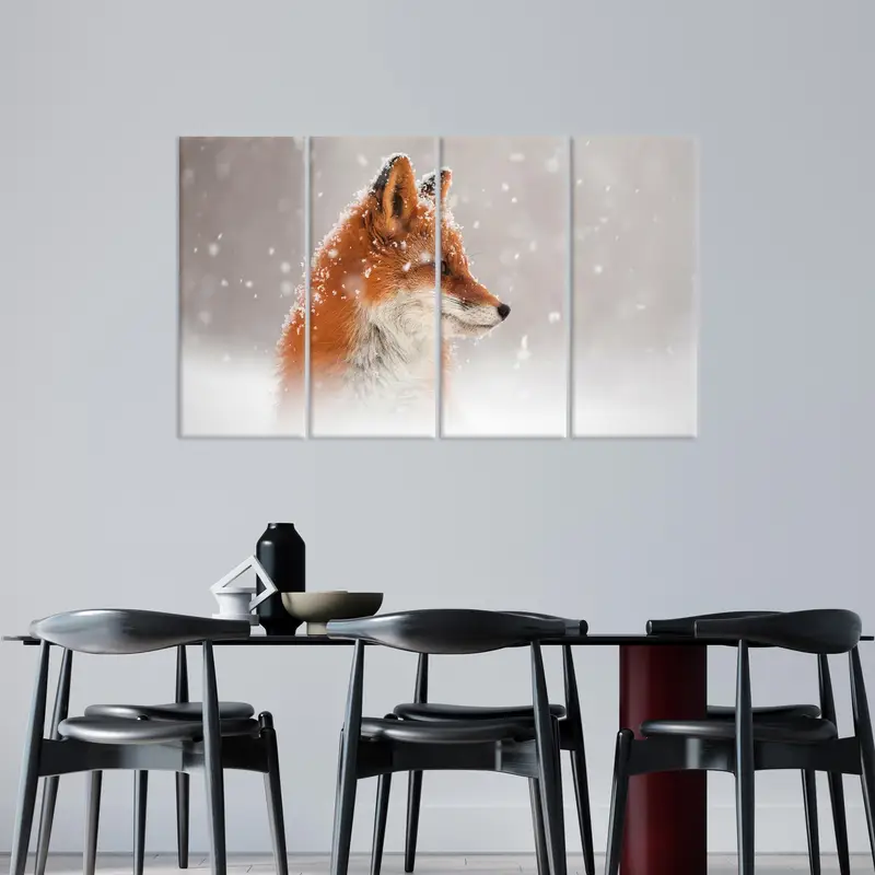 Fox Canvas Art, Snow Art Decor, Cute Fox Wall Art, Trendy Canvas Decor, Winter Landscape,  Winter Canvas Decor, Wall Hanging Art, Modern Art - 2