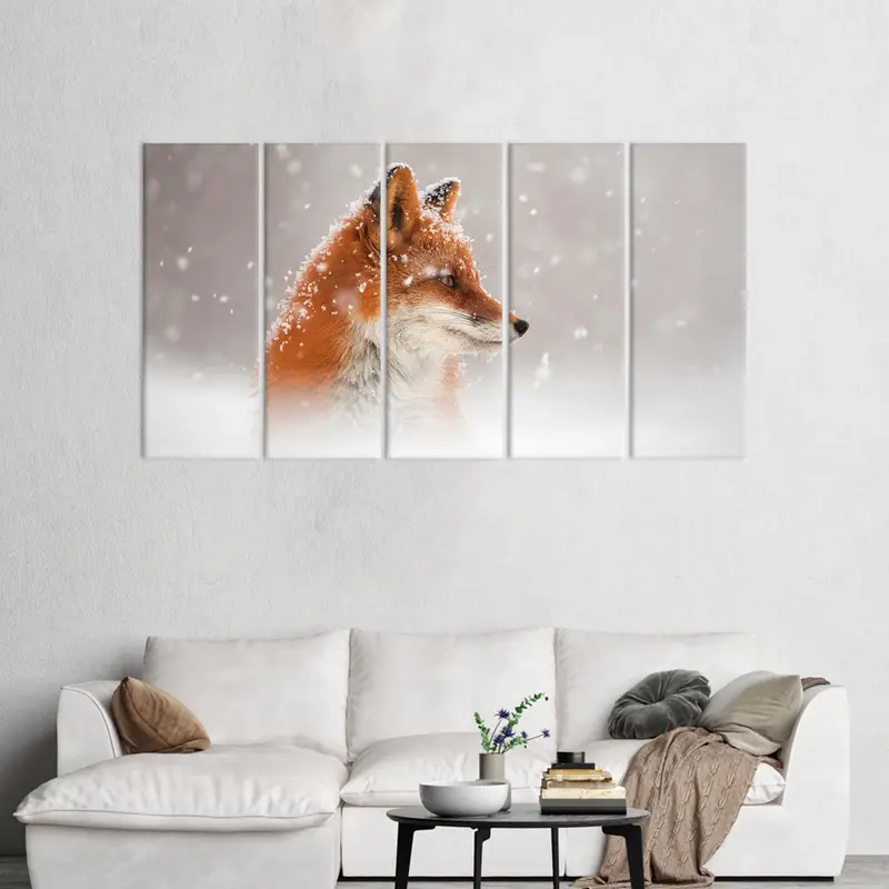 Fox Canvas Art, Snow Art Decor, Cute Fox Wall Art, Trendy Canvas Decor, Winter Landscape,  Winter Canvas Decor, Wall Hanging Art, Modern Art - 7