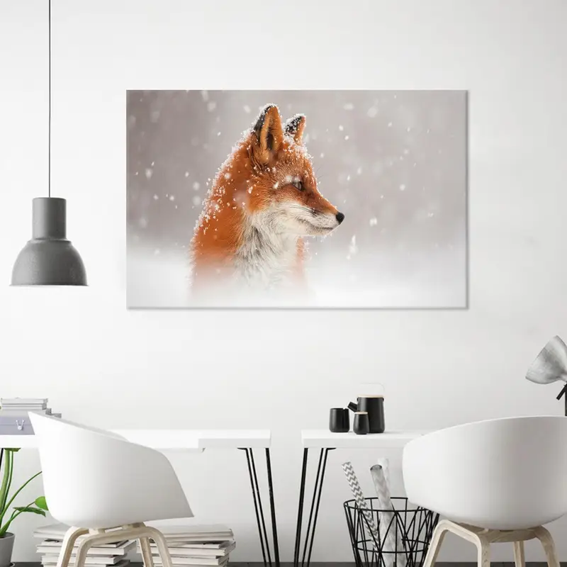 Fox Canvas Art, Snow Art Decor, Cute Fox Wall Art, Trendy Canvas Decor, Winter Landscape,  Winter Canvas Decor, Wall Hanging Art, Modern Art - 1