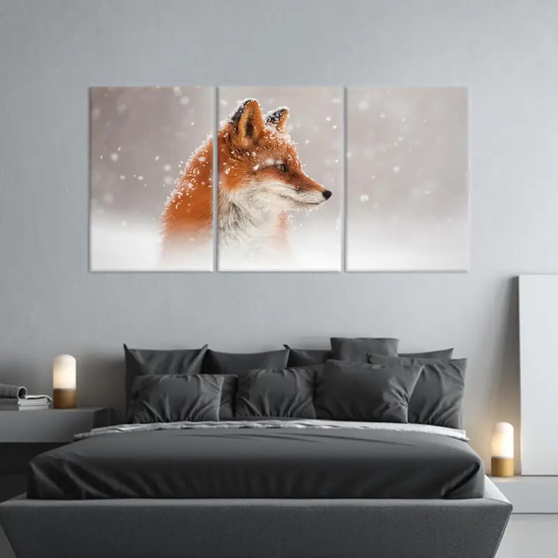 Fox Canvas Art, Snow Art Decor, Cute Fox Wall Art, Trendy Canvas Decor, Winter Landscape,  Winter Canvas Decor, Wall Hanging Art, Modern Art - 6