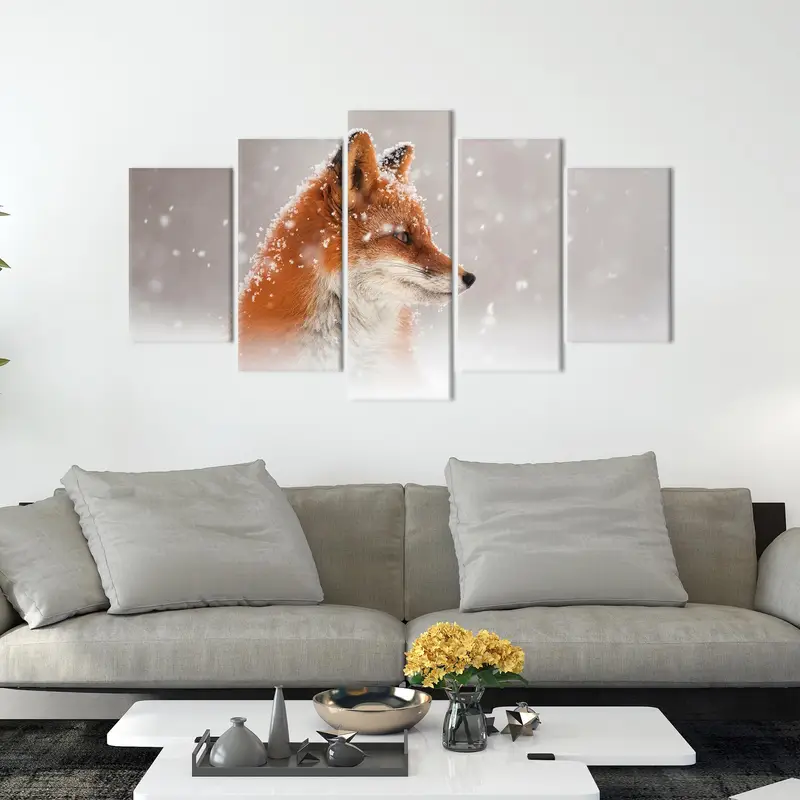 Fox Canvas Art, Snow Art Decor, Cute Fox Wall Art, Trendy Canvas Decor, Winter Landscape,  Winter Canvas Decor, Wall Hanging Art, Modern Art - 3