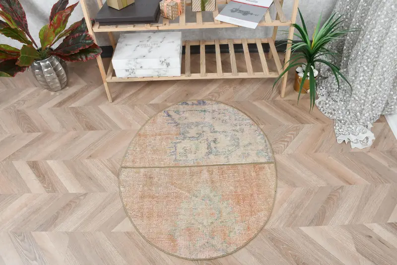 Alfombra Vibrante de 2,5x2,9 ft, diseño inspirado en la naturaleza en naranja y azul