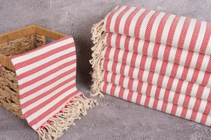 Wedding Towel, Memorial Gift, 70x40 Cotton Herringbone Towel, Handmade Turkish hammam towel, Hammam towel, Sand-resistant towel, Lightweight towel - 3