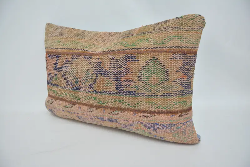 Vintage Kilim Throw Pillow, Patio Pillow Sham, Vintage Pillow, 16x24 Blue Pillow, Cushion, Pet Pillow Cover, Antique Pillows, Patio Pillow - 4