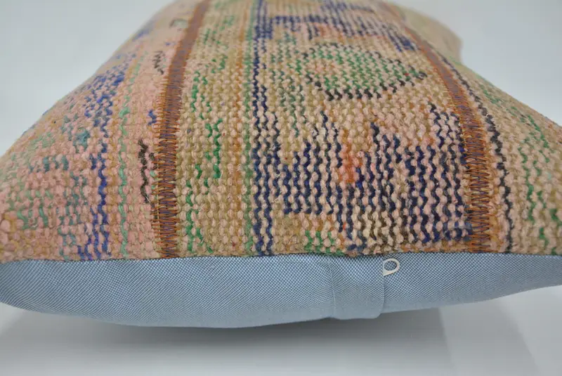Vintage Kilim Throw Pillow, Patio Pillow Sham, Vintage Pillow, 16x24 Blue Pillow, Cushion, Pet Pillow Cover, Antique Pillows, Patio Pillow - 5