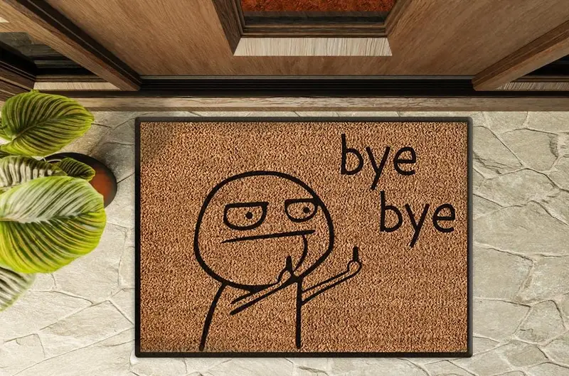 Alfombra estampada moderna: elegante diseño divertido de felpudo Bye Bye