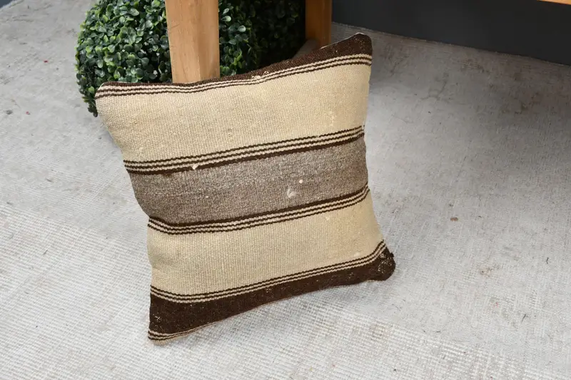 12x12 Beige Pillow Cover, Turkish Pillow, Christmas Pillow Sham, Gift Pillow, Pillow for Couch, Cushion, Ottoman Pillow Sham, Retro Throw Pillow - 7