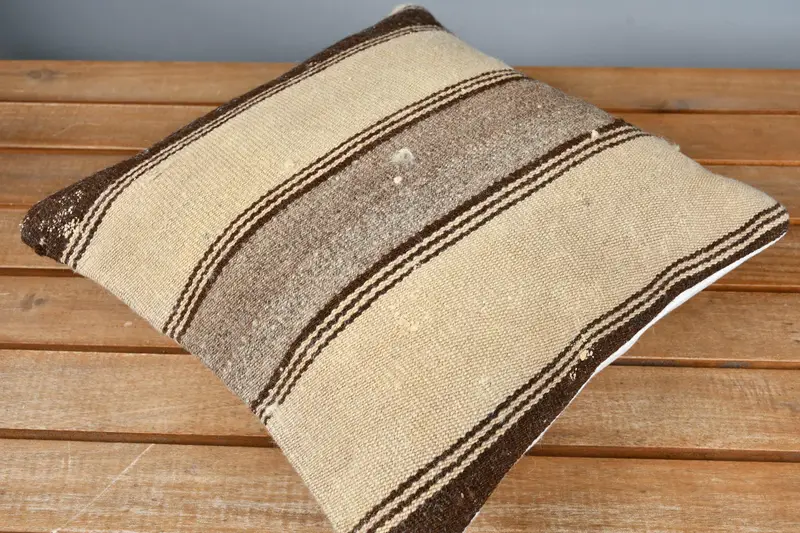 12x12 Beige Pillow Cover, Turkish Pillow, Christmas Pillow Sham, Gift Pillow, Pillow for Couch, Cushion, Ottoman Pillow Sham, Retro Throw Pillow - 2