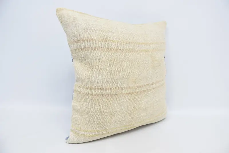 Nautical Throw Cushion Case, Antique Pillows, Boho Pillow, Pillow Case, Handmade Kilim Cushion, Floor Cushion, 28x28 White Cushion Case - 3