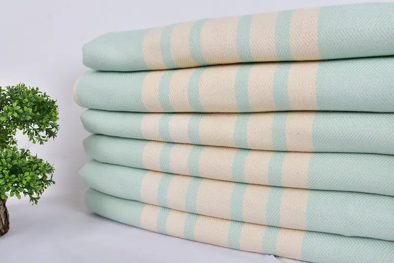 Organic Throw, Embroidered Bedspread, 96x80 Cotton Herringbone Towel, Decorative Blanket, Monogram Beach Blanket, Housewarming Gift, Turkish Blanket - 3