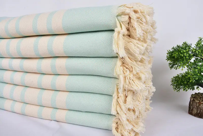 Organic Throw, Embroidered Bedspread, 96x80 Cotton Herringbone Towel, Decorative Blanket, Monogram Beach Blanket, Housewarming Gift, Turkish Blanket - 4