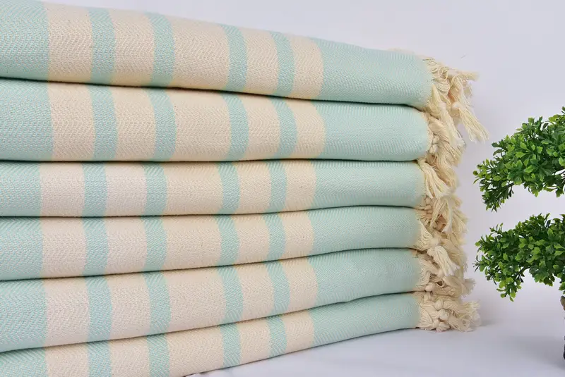 Organic Throw, Embroidered Bedspread, 96x80 Cotton Herringbone Towel, Decorative Blanket, Monogram Beach Blanket, Housewarming Gift, Turkish Blanket - 2