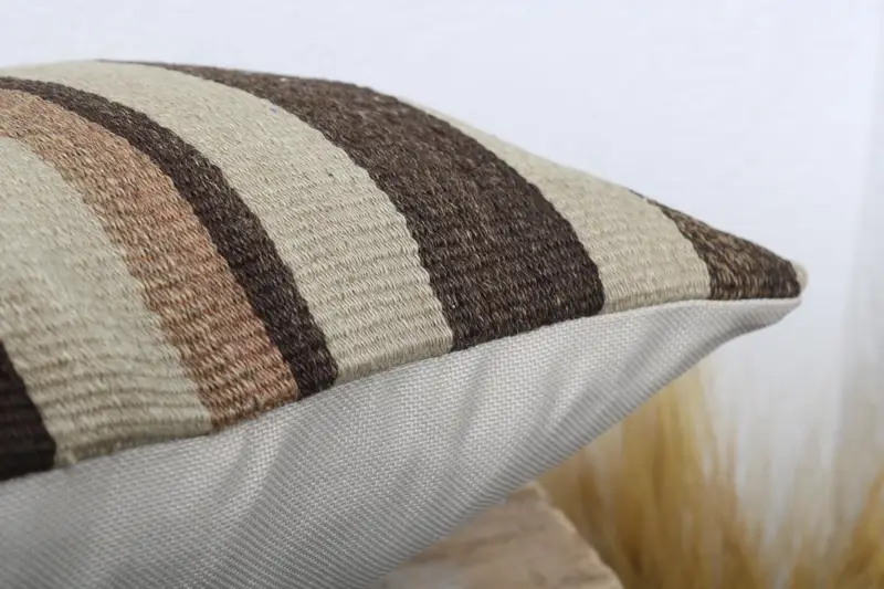 Antique Pillows, Kilim Pillow, 16x16 Beige Pillow Case, Turkish Kilim Pillow, Designer Throw Pillow Cover, Handwoven Pillow Sham, Cushion Case - 6