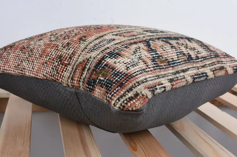 Boho Pillow Sham Cover, Tribal Pillow Case, Bolster Throw Cushion Case, Pillow Sham, Vintage Kilim Pillow, Pillow for Sofa, 14x14 Red Pillow - 6