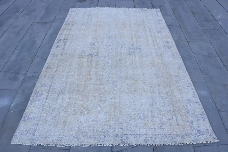 ベージュ & ブラウン パッチワーク ラグ 4.8x7.3フィート エレガントな装飾