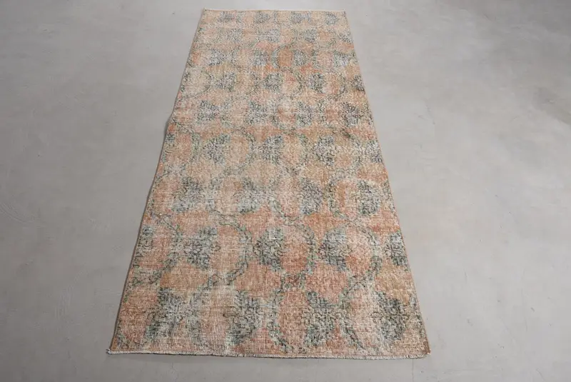 Vintage 3,2x8 ft Teppich, türkischer Läuferteppich, brauner Ombré-Teppich - 1