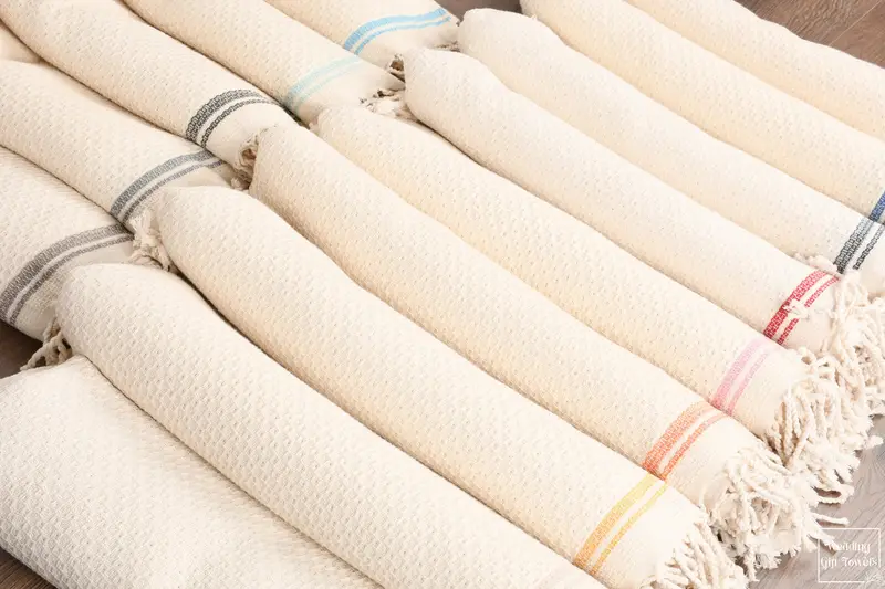 Personalized Turkish Cotton Towel Striped Beige, Bachelorette Gift, 67x36 Inches