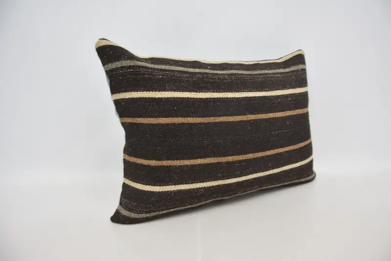 20x28 Black Pillow Case, Ethnical Kilim Rug Pillow, Traditional Cushion Case, Cushion Case, Pillow for Couch, Turkish Kilim Pillow - 3