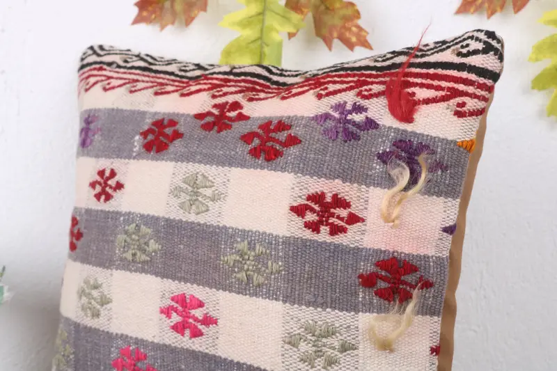 Pillow, 16x16 White Pillow Sham, Outdoor Cushion, Kilim Pillow Cover, Patio Cushion Cover, Vintage Pillow, Handmade Kilim Cushion - 5
