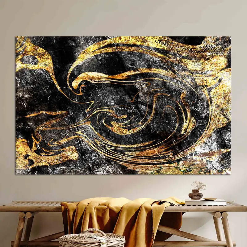 Elegante moda negra y dorada brillante Lienzo