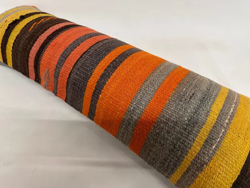 Boho Pillow, 12x36 Orange Pillow, Vintage Kilim Throw Pillow, Pillow Cover, Kilim Cushion Sham, Chair Cushion Cover, Aesthetic Cushion Case - 6