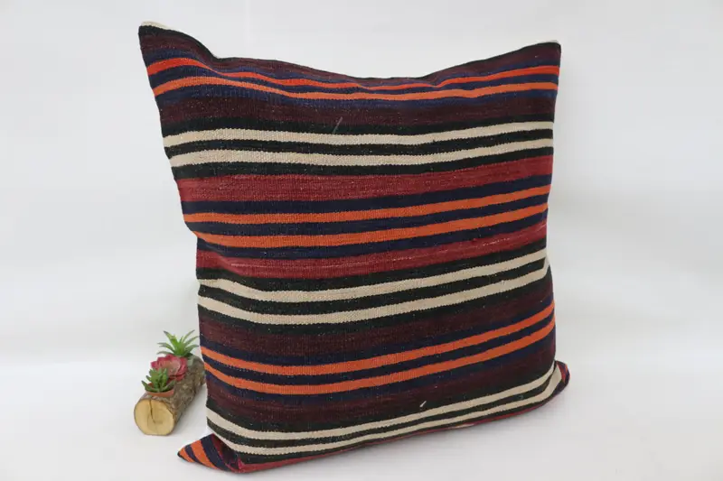 Throw Kilim Pillow, Cushion Case, Vintage Kilim Throw Pillow, 32x32 Brown Cushion Cover, Ottoman Cushion Cover, Kilim Pillow Cover - 3